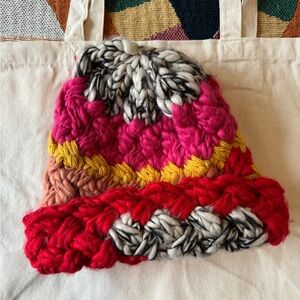 Free People Colorful Knit Acrylic Beanie NWOT